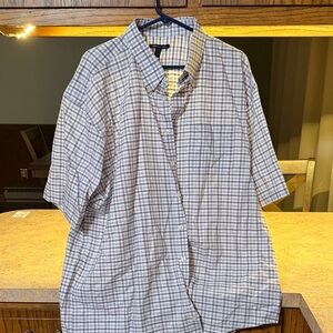Van Heusen Men's Checkered Short Sleeve Shirt - Blue and White